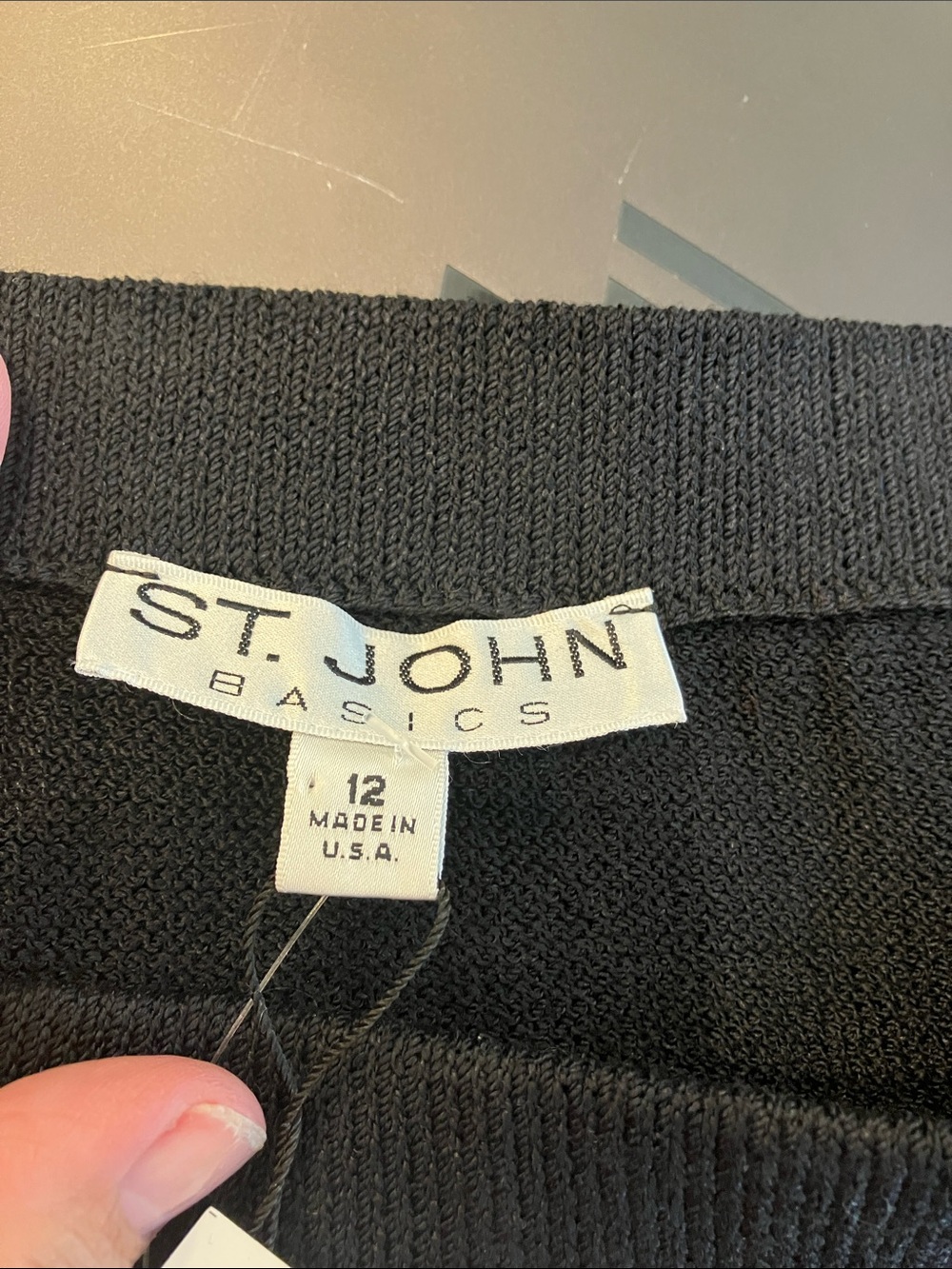 St. John Basics Black Knit 3 Piece Suit Set (Jacket, Pants, Skirt) Sz 12 - NWT - Picture 9 of 16